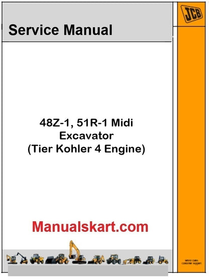 JCB 48Z-1, 51R-1 Midi Excavator Repair Service Manual PDF Tier Kohler 4 Engine