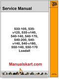 JCB 533-105, 535-v125, 535-v140, 540-140, 540-170, 540-200, 540-v140, 540-v180, 550-140, 550-170 Loadall Repair Service Manual PDF
