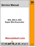 JCB 802, 802.4, 802 Super Mini Excavator Pdf Repair Service Manual