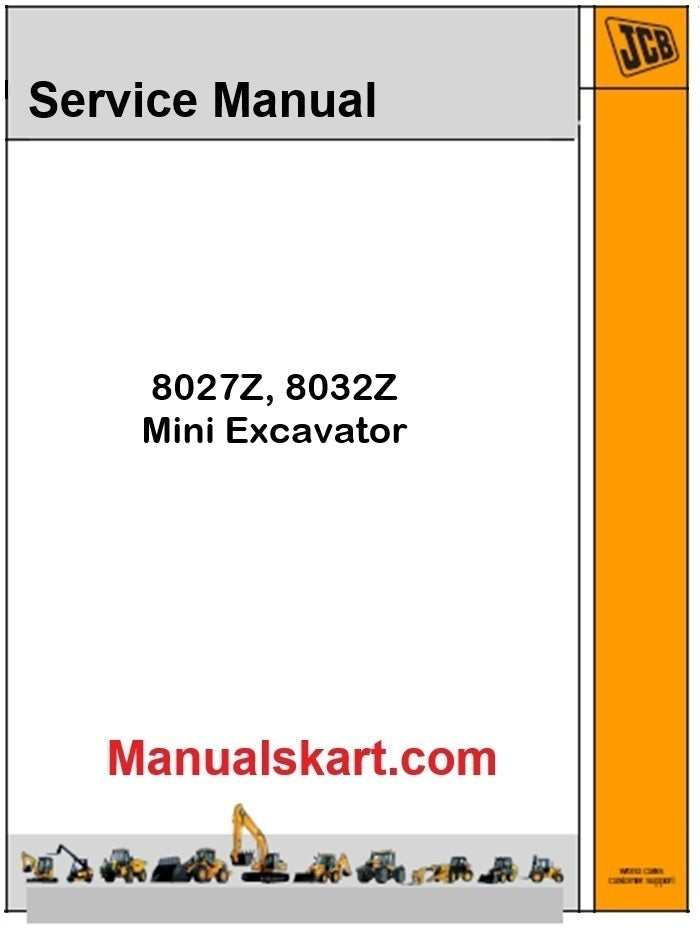 JCB 8027Z, 8032Z Mini Excavator Pdf Repair Service Manual
