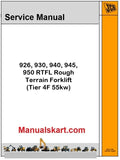JCB 926, 930, 940, 945, 950 RTFL Rough Terrain Forklift Repair Service Manual PDF