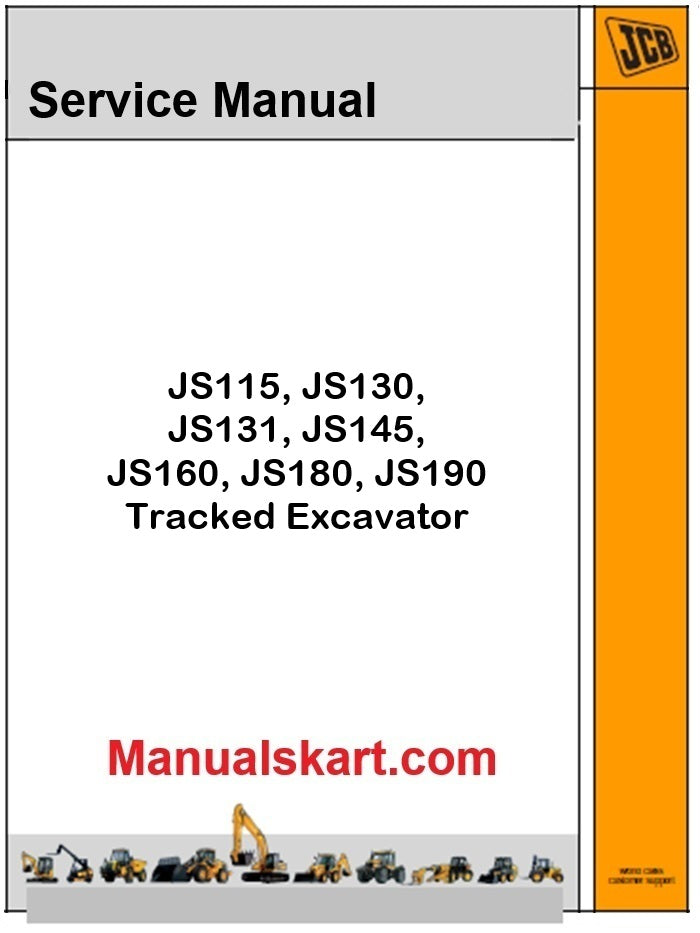 JCB JS115, JS130, JS131, JS145, JS160, JS180, JS190 Tracked Excavator Pdf Repair Service Manual