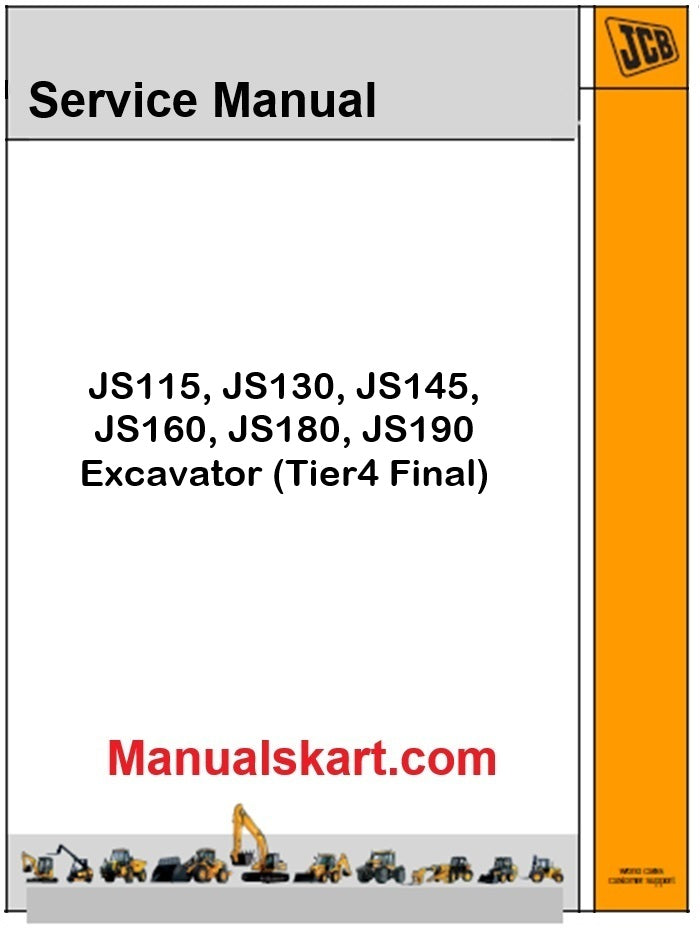 JCB JS115, JS130, JS145, JS160, JS180, JS190 Excavator Pdf Repair Service Manual