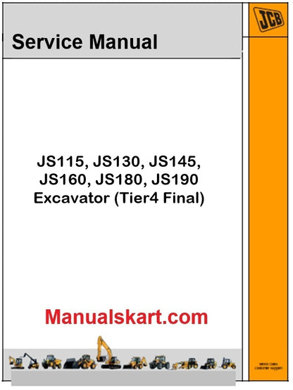 JCB JS115, JS130, JS145, JS160, JS180, JS190 Excavator Pdf Repair Service Manual