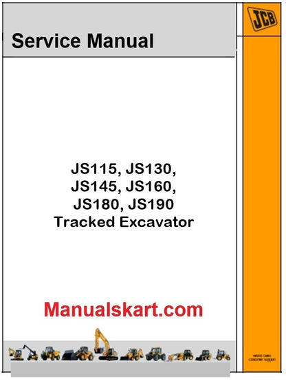 JCB JS115, JS130, JS145, JS160, JS180, JS190 Tracked Excavator Pdf Repair Service Manual