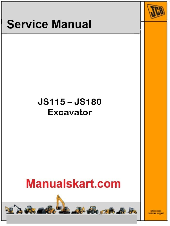 JCB JS115 – JS180 Excavator Pdf Repair Service Manual (Tier 2)