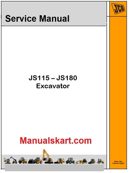 JCB JS115 – JS180 Excavator Pdf Repair Service Manual (Tier 2)