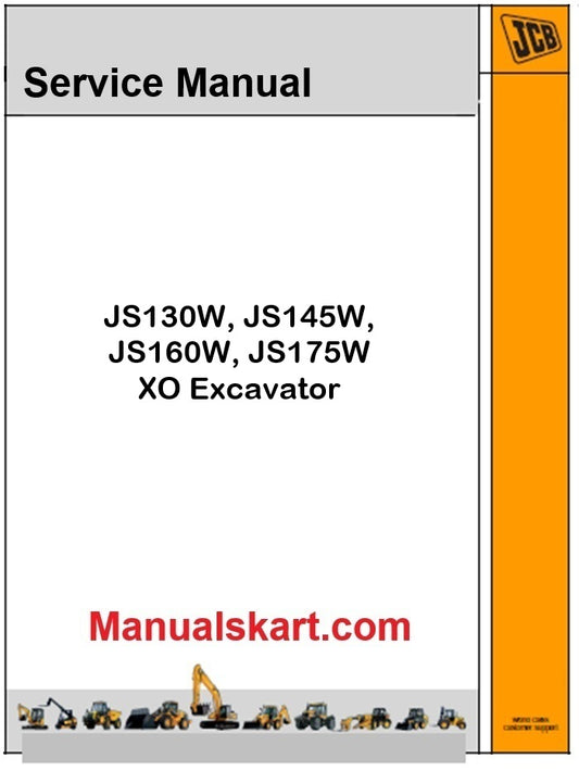 JCB JS130W, JS145W, JS160W, JS175W XO Excavator Pdf Repair Service Manual