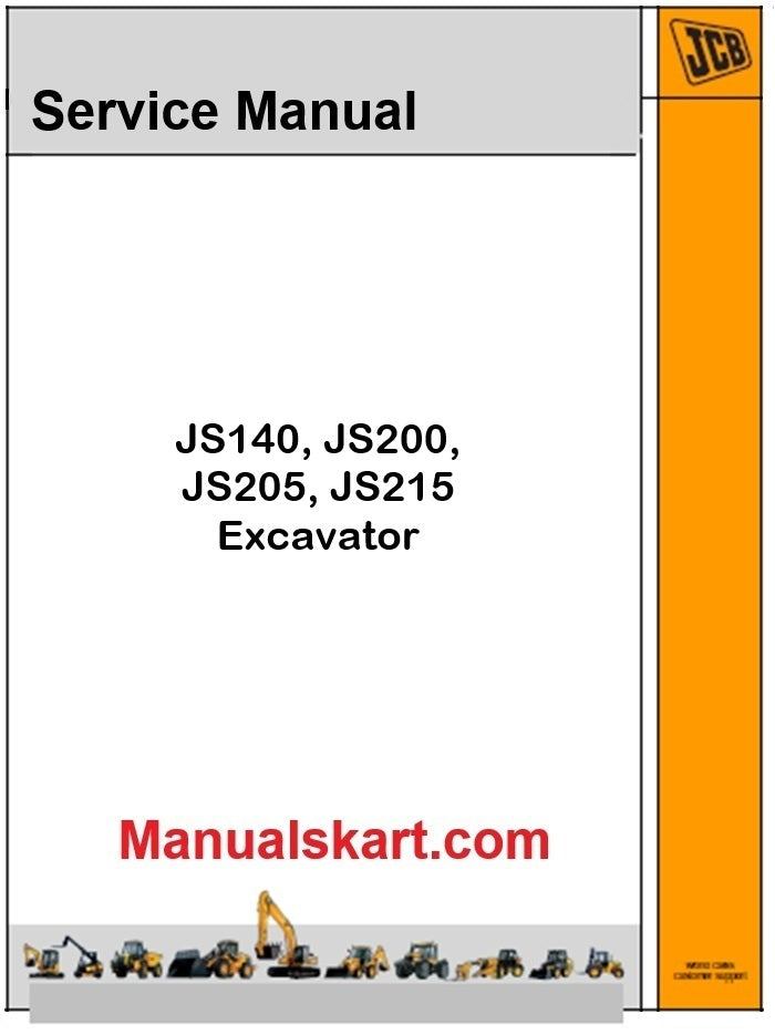 JCB JS140, JS200, JS205, JS215 Excavator Pdf Repair Service Manual