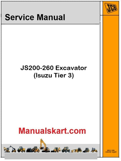 JCB JS200-260 Excavator Repair Service Manual PDF lsuzu Tier 3