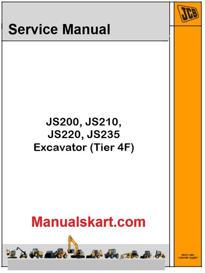 JCB JS200, JS210, JS220, JS235 Excavator Pdf Repair Service Manual (Tier 4F)