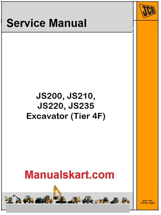 JCB JS200, JS210, JS220, JS235 Excavator Pdf Repair Service Manual (Tier 4F)