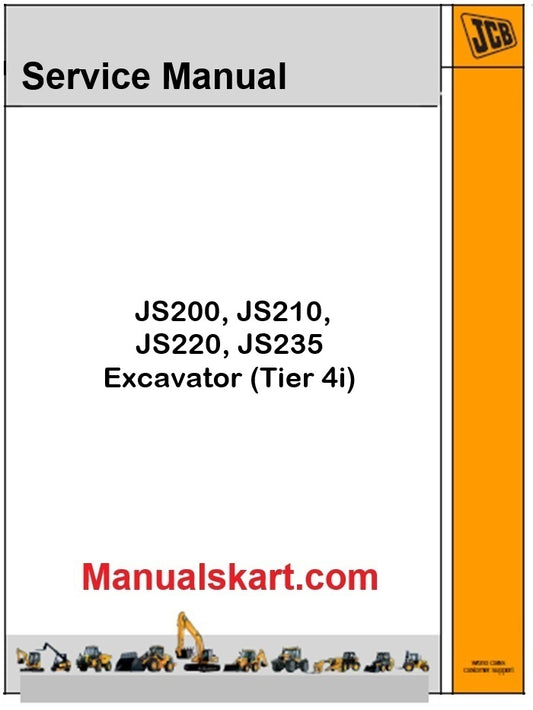JCB JS200, JS210, JS220, JS235 Excavator Pdf Repair Service Manual (Tier 4i)