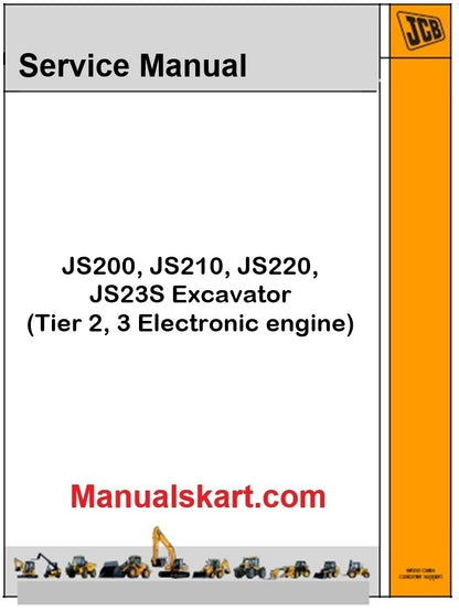 JCB JS200, JS210, JS220, JS23S Excavator Repair Service Manual PDF