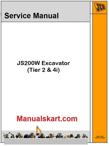 JCB JS200W Excavator Pdf Repair Service Manual (Tier 2 & 4i)