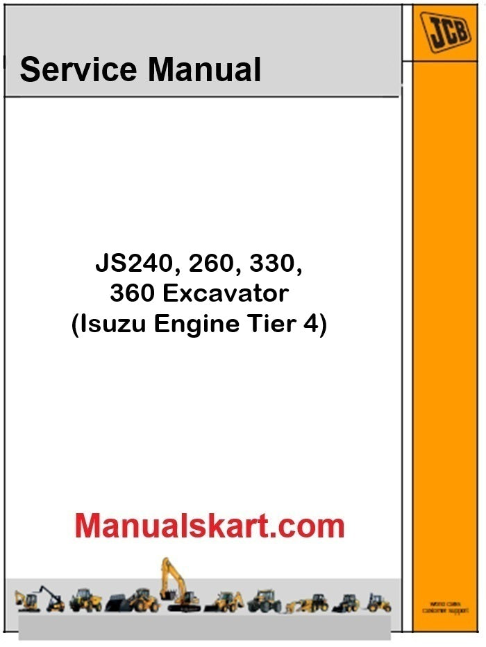 JCB JS240, 260, 330, 360 Excavator Pdf Repair Service Manual