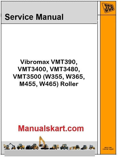 JCB Vibromax VMT390, VMT3400, VMT3480, VMT3500 (W355, W365, M455, W465) Roller Repair Service Manual PDF