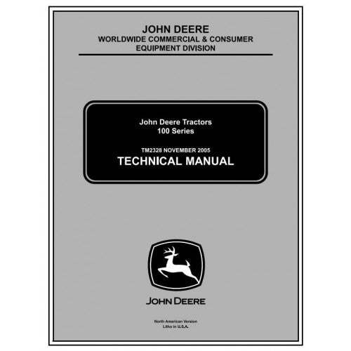 John Deere 102, 115, 125, 135, 145, 155C, 190C Lawn, Yard Tractor Pdf Repair Service Technical Manual TM2328CCE