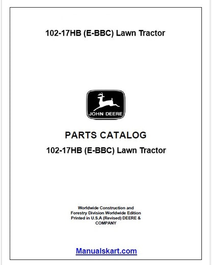 John Deere 102-17HB (E-BBC) Lawn Tractor Pdf Parts Catalog Manual PC4521