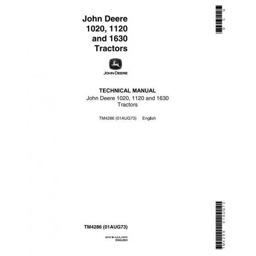 John Deere 1020, 1120, 1630 Tractor Service Repair Technical Manual Pdf - TM4286