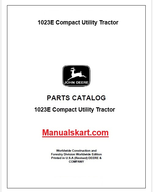 John Deere 1023E Compact Utility Tractor Pdf Parts Catalog Manual PC16357