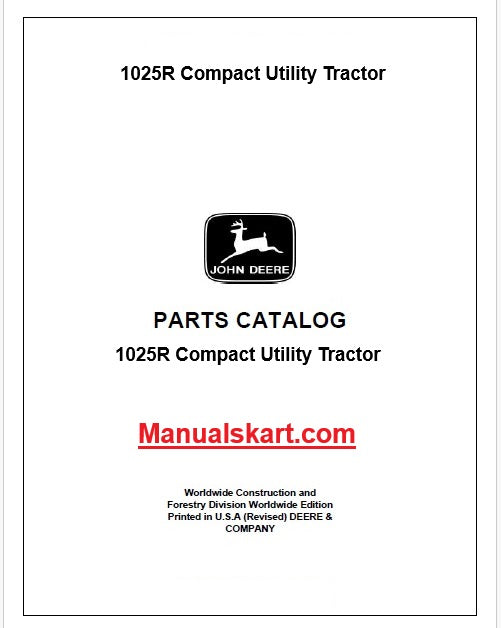 John Deere 1025R Compact Utility Tractor Pdf Parts Catalog Manual PC16358