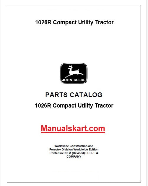 John Deere 1026R Compact Utility Tractor Pdf Parts Catalog Manual PC16359