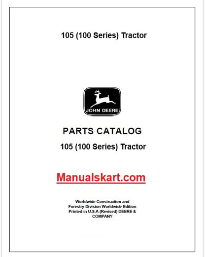 John Deere 105 (100 Series) Tractor Pdf Parts Catalog Manual PC9540