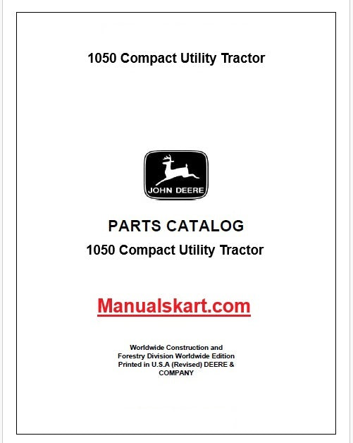 John Deere 1050 Compact Utility Tractor Pdf Parts Catalog Manual PC1766