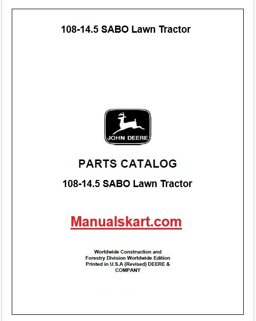 John Deere 108-14.5 SABO Lawn Tractor Pdf Parts Catalog Manual PC9247