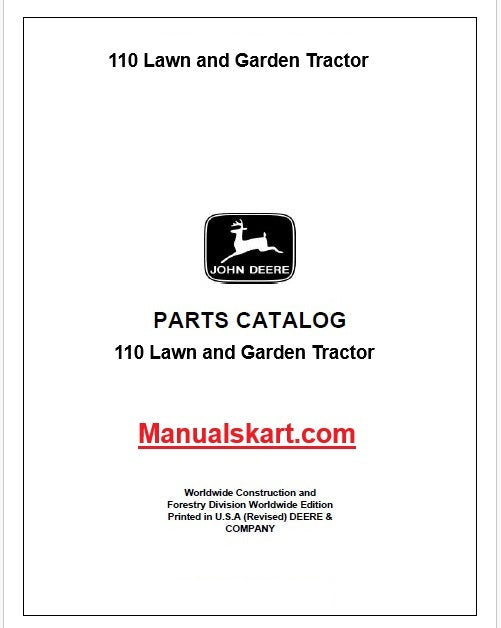 John Deere 110 Lawn and Garden Tractor Pdf Parts Catalog Manual PC1276