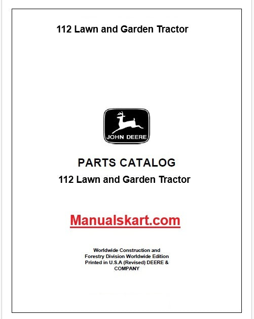 John Deere 112 Lawn and Garden Tractor Pdf Parts Catalog Manual PC1277