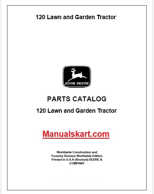 John Deere 120 Lawn and Garden Tractor Pdf Parts Catalog Manual PC1200