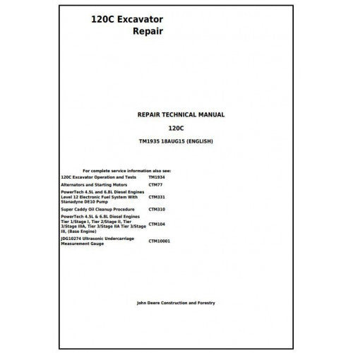 John Deere 120C Excavator Service Repair Technical Manual Pdf TM1935 2