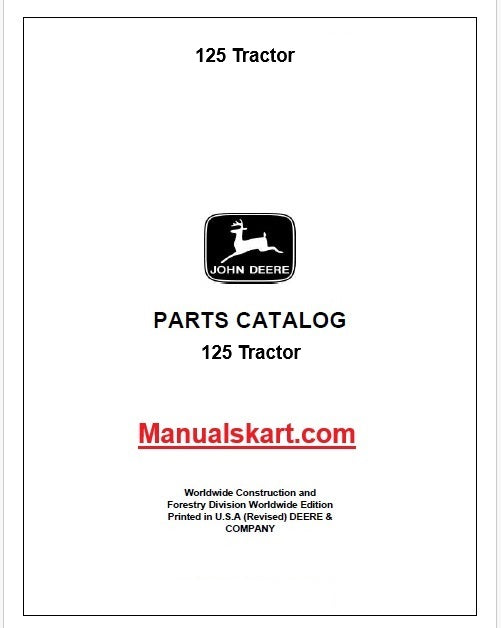 John Deere 125 Tractor Pdf Parts Catalog Manual PC9535