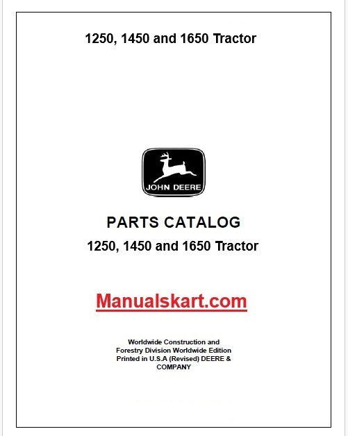 John Deere 1250, 1450 and 1650 Tractor Pdf Parts Catalog Manual PC1894