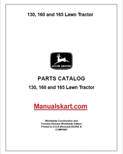 John Deere 130, 160 and 165 Lawn Tractor Pdf Parts Catalog Manual PC2055