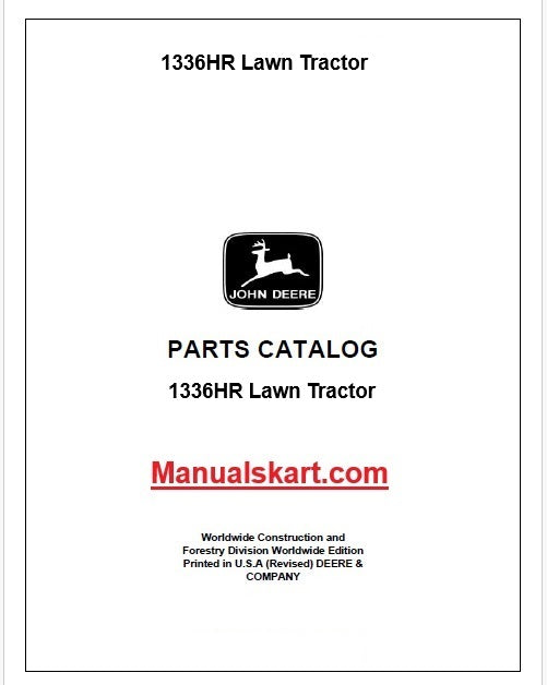 John Deere 1336HR Lawn Tractor Pdf Parts Catalog Manual PC4313