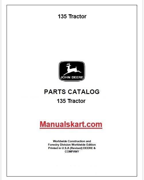 John Deere 135 Tractor Pdf Parts Catalog Manual PC9536