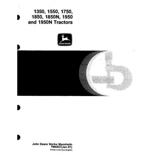 John Deere 1350, 1550, 1750, 1850, 1850N, 1950, 1950N Tractors Service Repair Technical Manual Pdf - TM4437