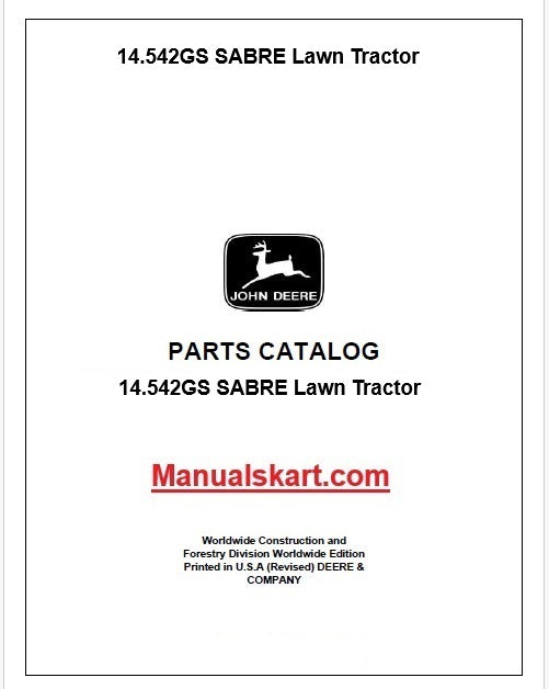 John Deere 14.542GS SABRE Lawn Tractor Pdf Parts Catalog Manual PC9095