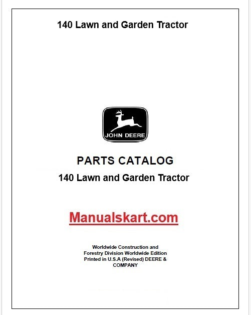 John Deere 140 Lawn and Garden Tractor Pdf Parts Catalog Manual PC1245