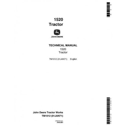 John Deere 1520 Utility Tractor Service Repair Technical Manual Pdf - TM1012 2