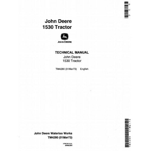 John Deere 1530 Tractor Service Repair Technical Manual Pdf - TM4280 2