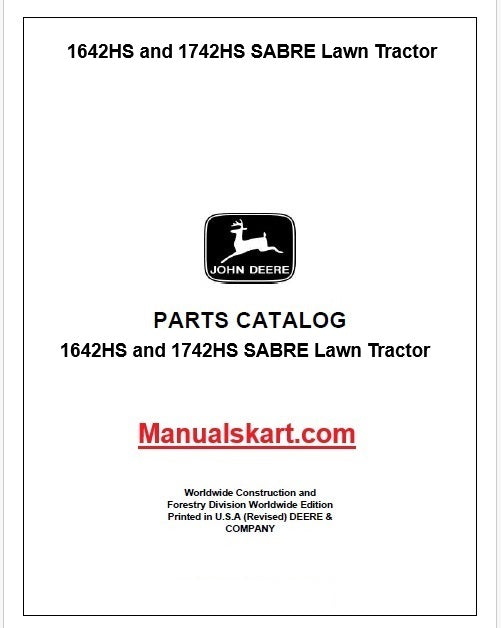 John Deere 1642HS and 1742HS SABRE Lawn Tractor Pdf Parts Catalog Manual PC9096