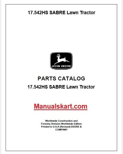 John Deere 17.542HS SABRE Lawn Tractor Pdf Parts Catalog Manual PC9097