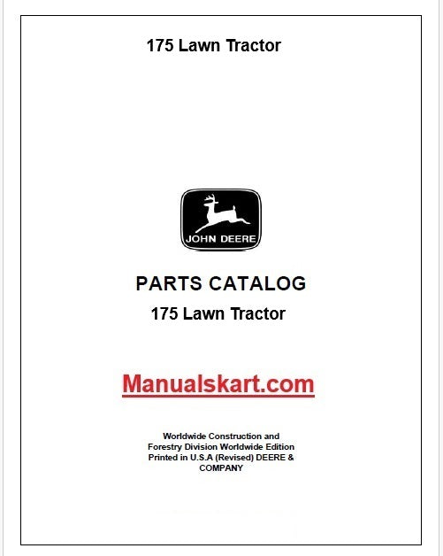 John Deere 175 Lawn Tractor Pdf Parts Catalog Manual PC10391