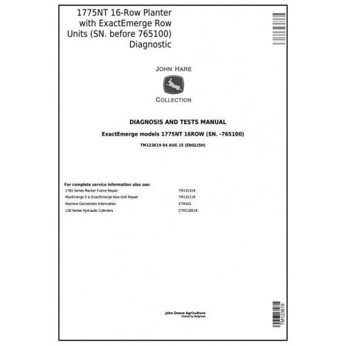 John Deere 1775NT 16-Row Planter W.Exactemerge Row Units Diagnostic and Test Manual Pdf - TM123619 2