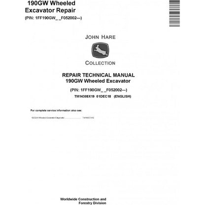 John Deere 190GW Wheeled Excavator Pdf Repair Service Technical Manual TM14308X19 2