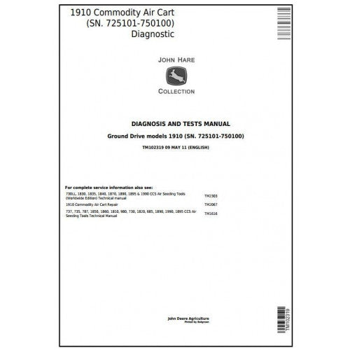 John Deere 1910 Ground Driven Commodity Air Cart Diagnostic and Test Manual Pdf - TM102319